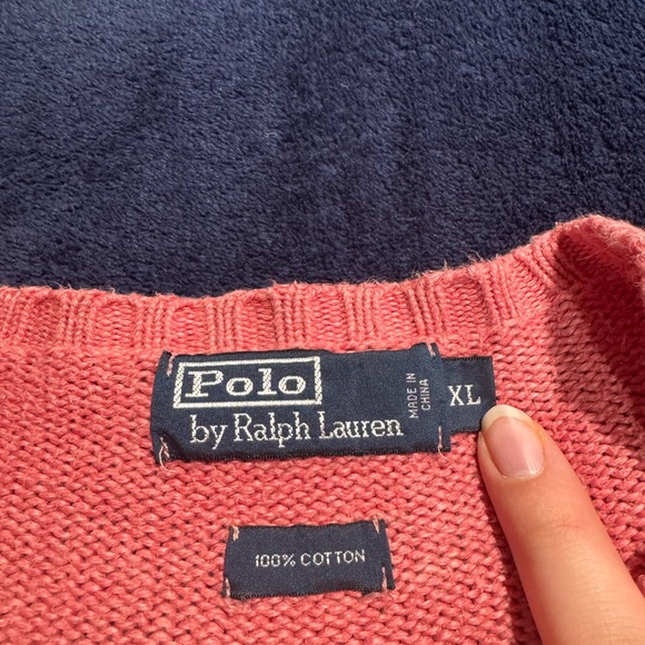 Ralph Lauren Salmon Sweater with Blue Logo - Picture 2 of 5